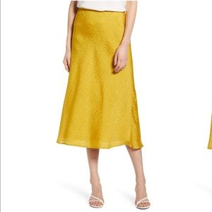 NEW yellow mustard jacquard midi skirt Nordstrom
